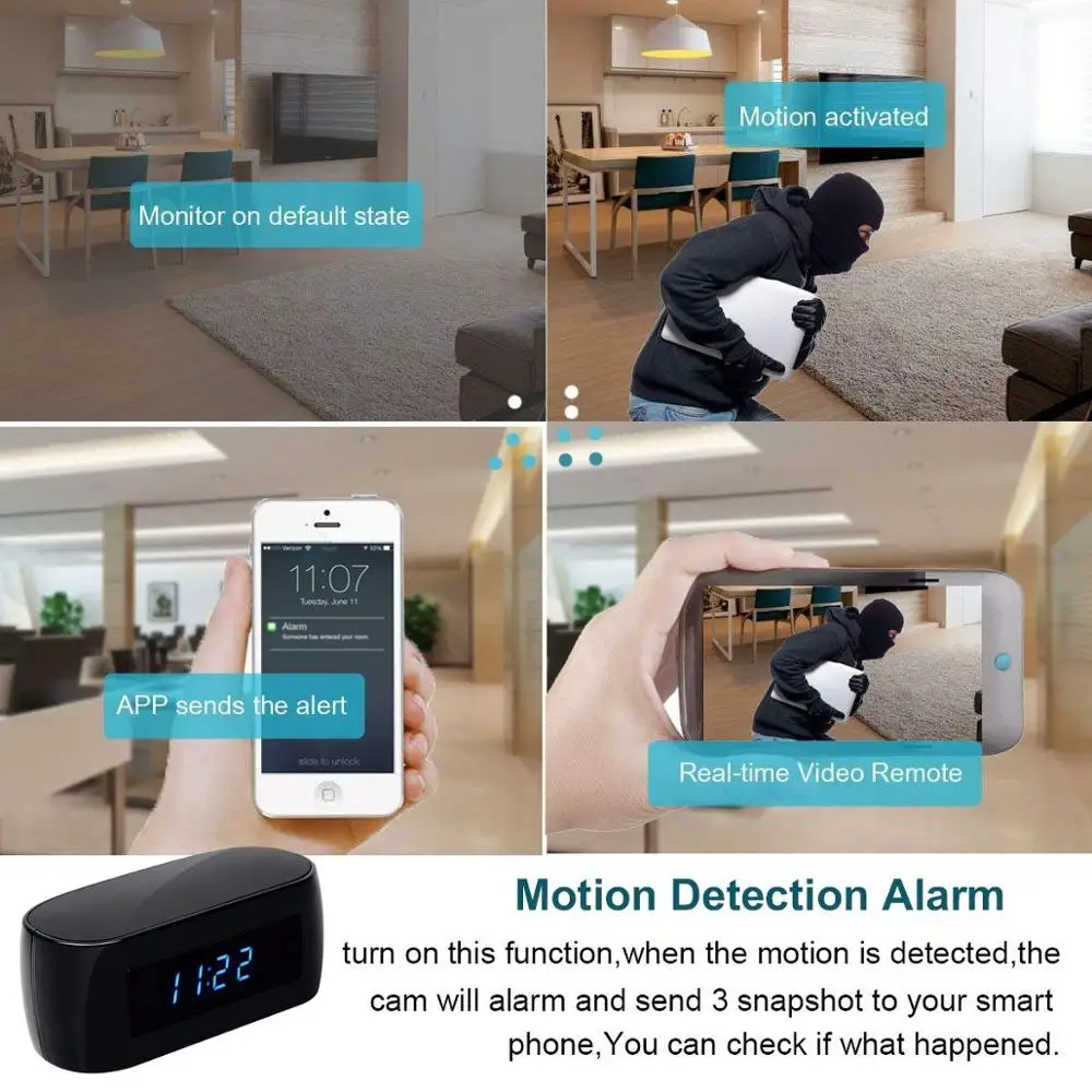 Wifi 1080P мини-камера Z16 с будильником времени беспроводной Няня Cam часы P2P IP/AP Домашняя безопасность Ночное Видение Движения DetectBaby Monitor