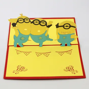 

Cartoon cute little yellow card 3D stereo three-dimensional paper cards customized postcards