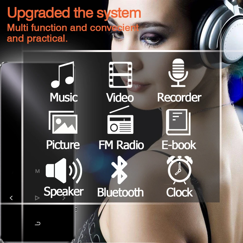 REDANT MP3-плеер с bluetooth 4,2 и 1,8 экраном сенсорные клавиши hifi fm радио мини Спорт MP 3 музыкальный плеер портативный металлический walkman