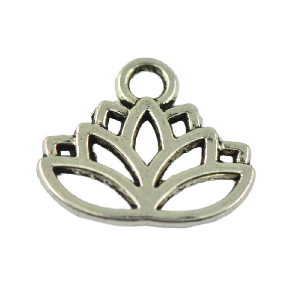 Phenovo 50pcs Hollow Lotus Flower Pendant Jewelry Components Findings DIY Necklaces Bracelets Pendant Findings Accessories