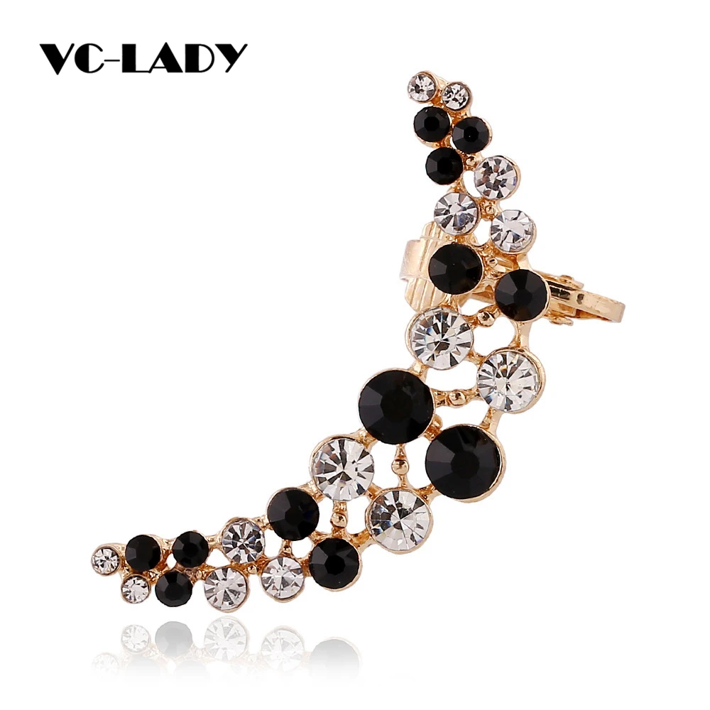 

VC-LADY Bohemia Big Crystal Moon Ear cuff Clip on Earrings One Piece Exaggerated Earring Cuffs For Women Punk Gothic Jewelry 4d2