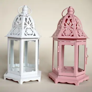 

PINNY European Iron Glass Candles Stand Moroccan Style Metal Candle Holders Romantic Nordic Home Decoration Accessories