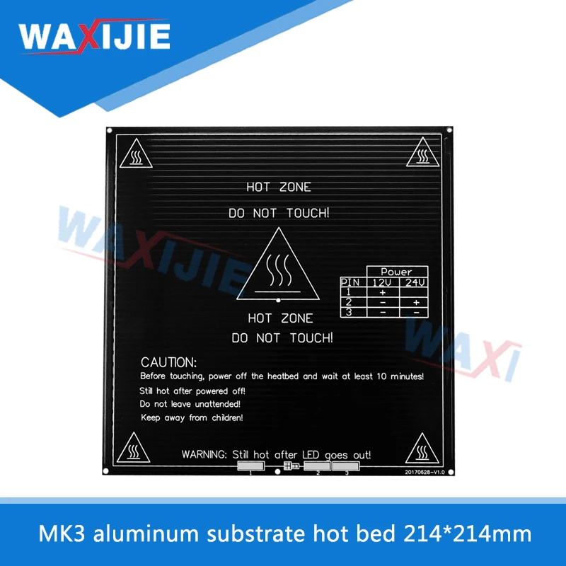 

MK3 Heated Bed 12V/24V Black Hot Bed For Reprap Mendel HeatBed 3D Printer Parts 214*214*3mm Aluminum Plate 3mm PCB Accessories