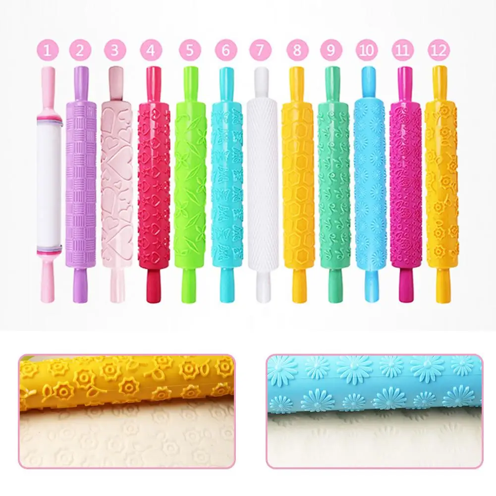Lovely Engraved Pattern Plastic Pastry Rolling Pin Roller Kitchen Baking Tool Useful | Дом и сад
