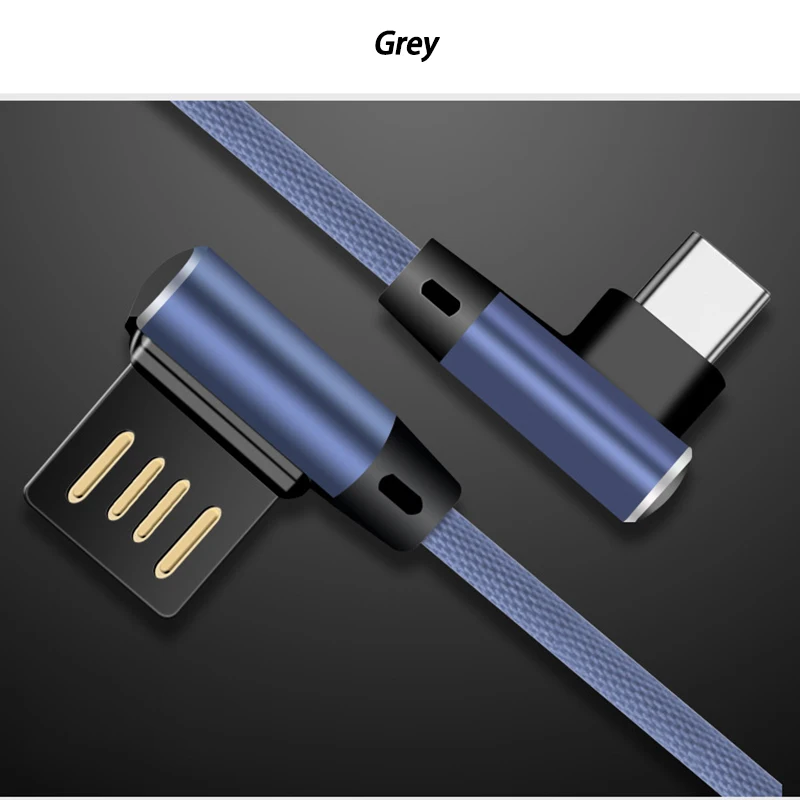 

90 Degree Game Data Line USB 3.1 Type-C Cable cord 2A Fast Charger For huawei p9 p10 p20 pro lite honor 8 9 redmi note 5a 6a 4x