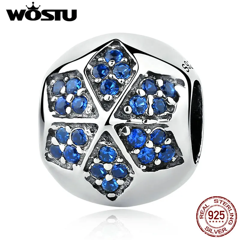 

New Fashion Real 925 Sterling Silver Blue Snowflake Charm Beads Fit Original WST Bracelet Authentic Fine Jewelry