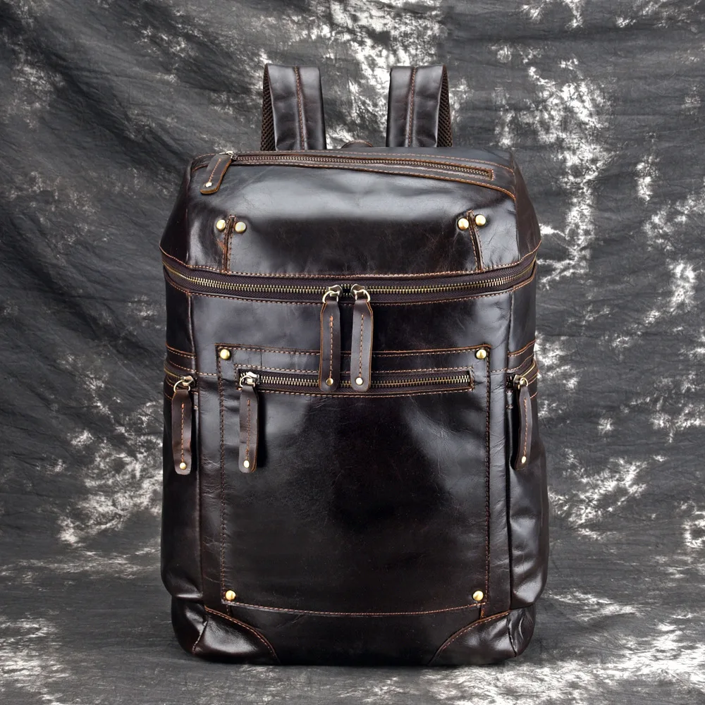 Wachs Kapazität Camping Freizeit Hohe Weichen Große Männer Tasche Neueste Reise Öl Mann Rucksack Daypack Vintage Dark Computer Leder Coffee Qualität EAwxw47XqS