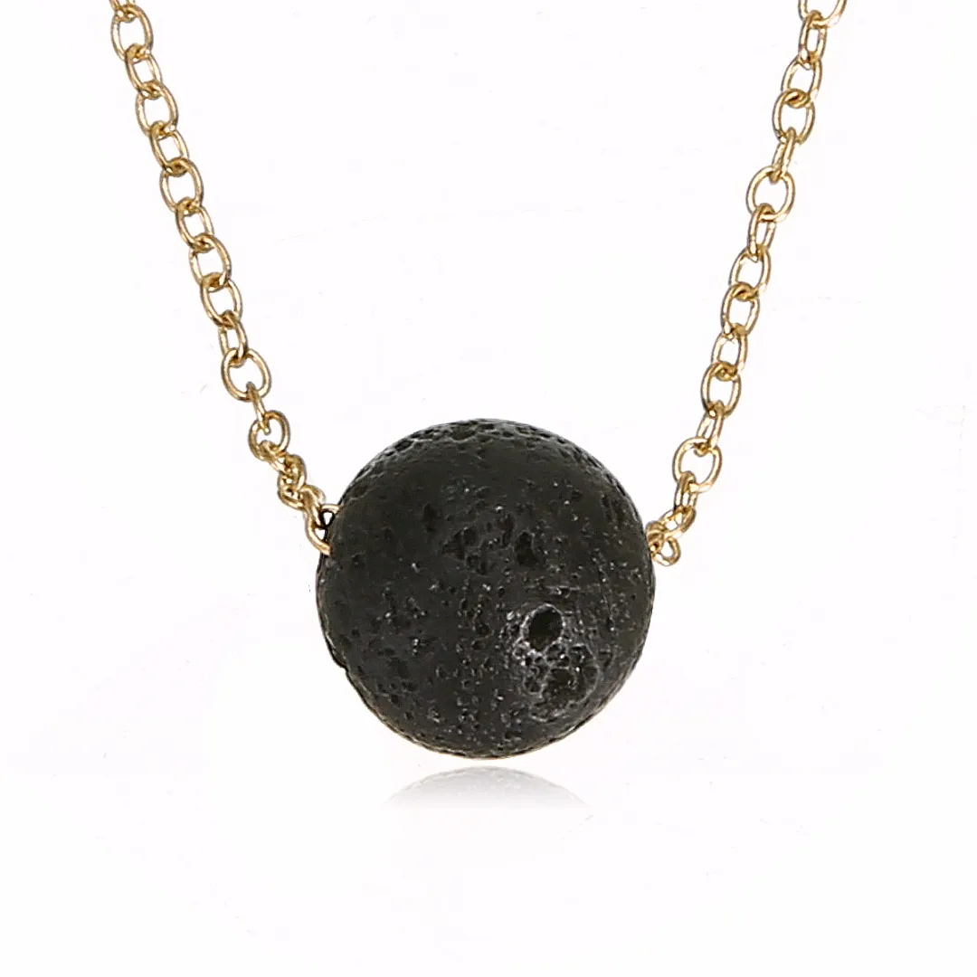 

Vintage Chain Bracelets Bangle Shellhard Essential Oil Diffuser Natural Round Black Lava Stone Pendant Bracelet Charms Jewelry