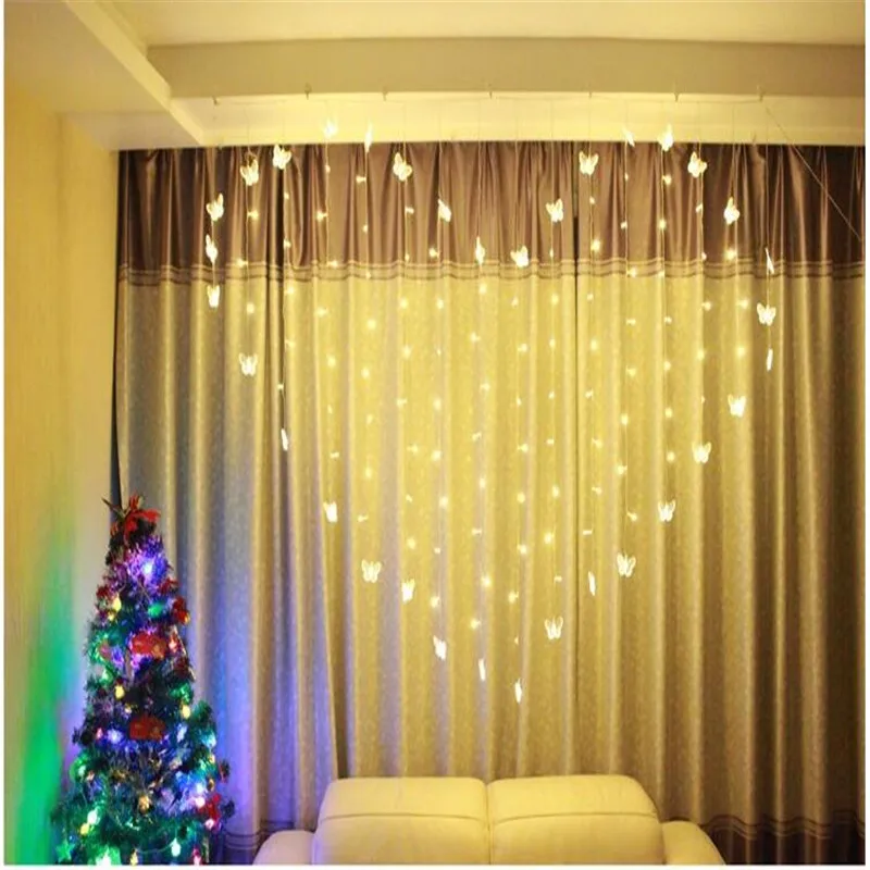 2 M * 1,5 m novedad mariposa LED cadena Luces cortina boda Hotel San Valentín vacaciones Luces hogar y jardín 2 M * 1,5 m novedad mariposa LED cadena Luces cortina boda Hotel San Valentín vacaciones Luces hogar y jardín