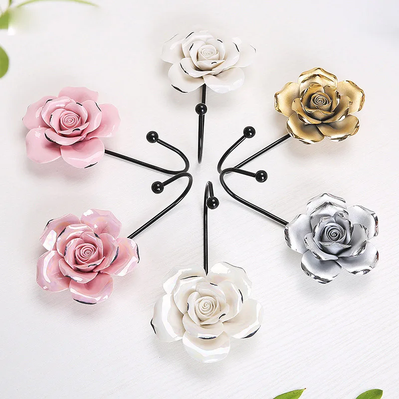 1 Pc Flowers Style Multi Function Hook Handicrafts Ceramic Wall Hangers