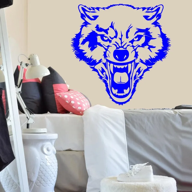 Roaring Wolf Wall Sticker Removable Vinyl Decal Wild Animal Nature Roaring Wolf Wall Sticker Removable Vinyl Decal Wild Animal Nature Art House Decoration Home Accessories Room Bedroom Decorww 76