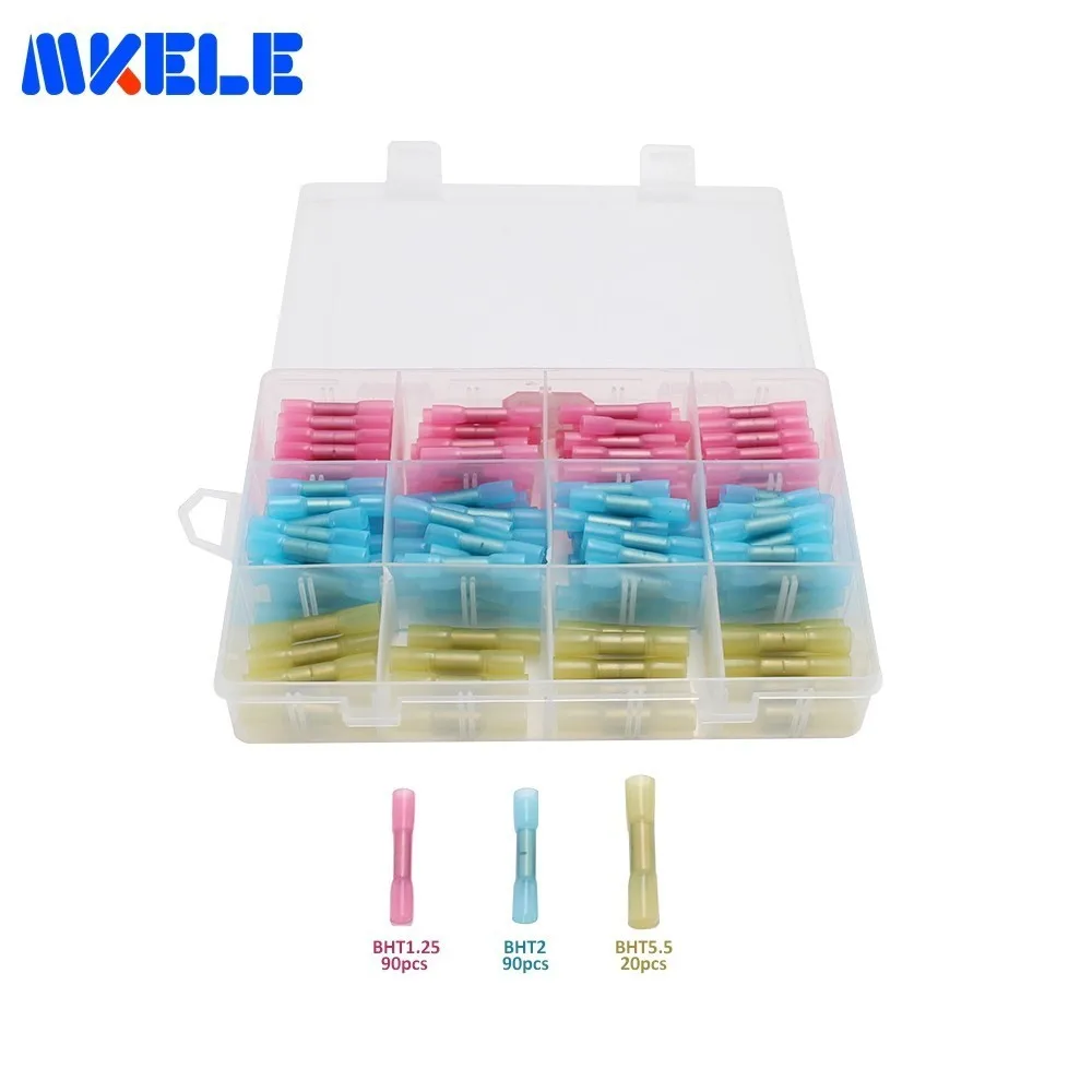

200pcs/Box GP-H013 Assorted Insulated Electrical Connector Heat Shrink Butt Connectors Crimp Terminal Makerele Free Shipping