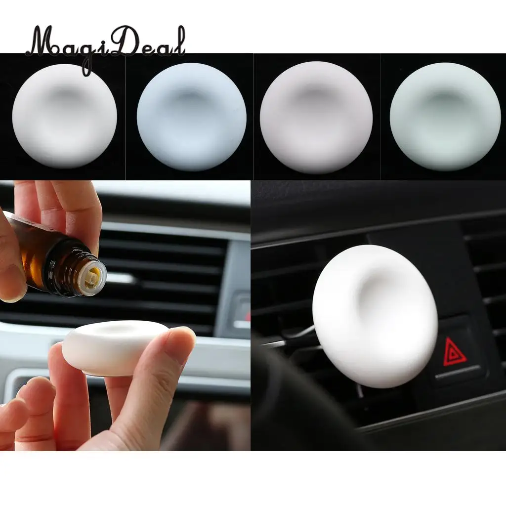 Set of 2pcs Premium Diatomite Earth Car Air Freshener Essential Oils Diffuser Vent Clip With 10ml Glass Refillable Empty Bottle