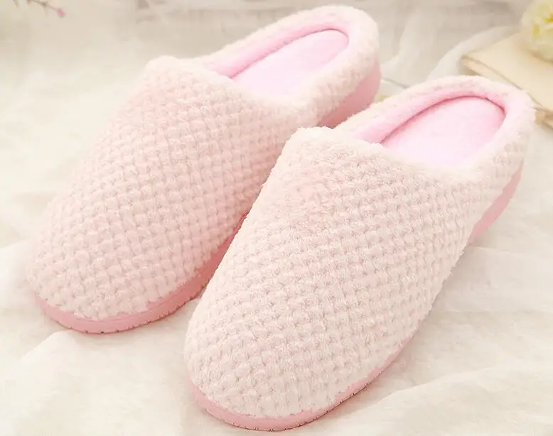 

2019 Men Slippers #B347-349 Slides Bottom Indoor Plush Flat Men Slippers Gray Brown Cotton Slippers For Men Shoes Home Thick