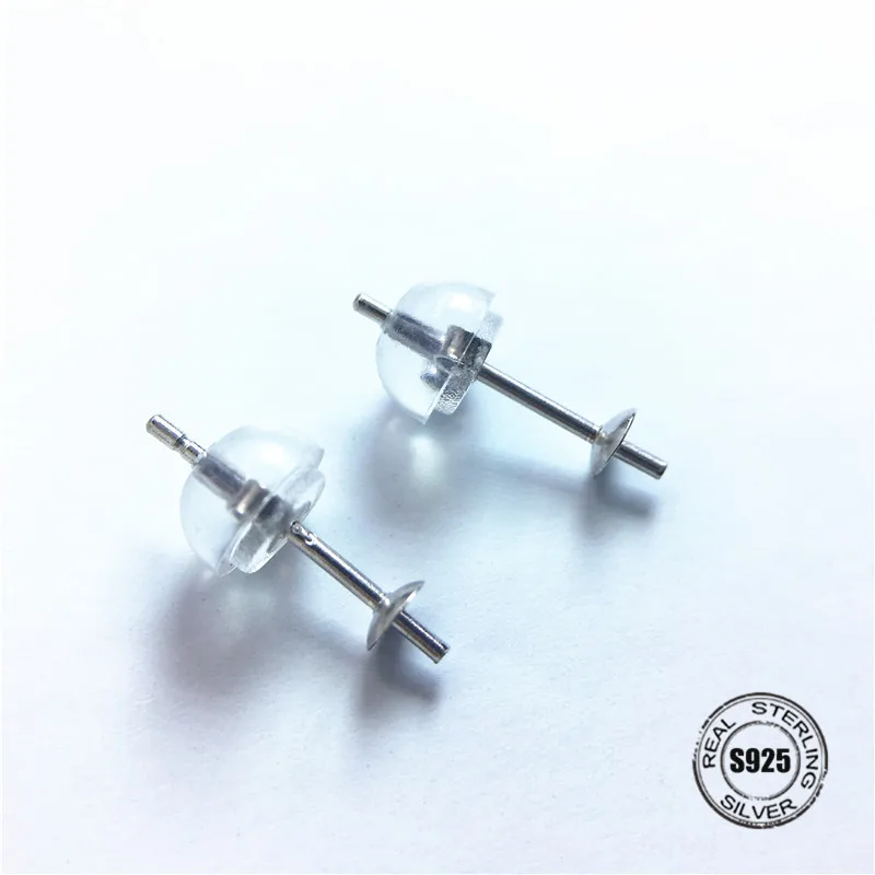 

S925 Sterling Silver Pearl Earrings Settings Stud Earrings Findings Mountings Women Accessories Female Lady Girls' Jewwelry