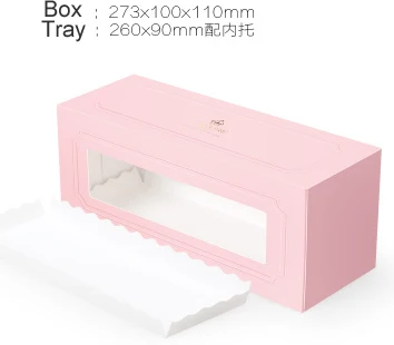 Бронзовая Розовая длинная коробка для торта с прозрачным окном, ролл коробки для тортов, кекс, печенье коробка для упаковки печенья 100 шт/партия