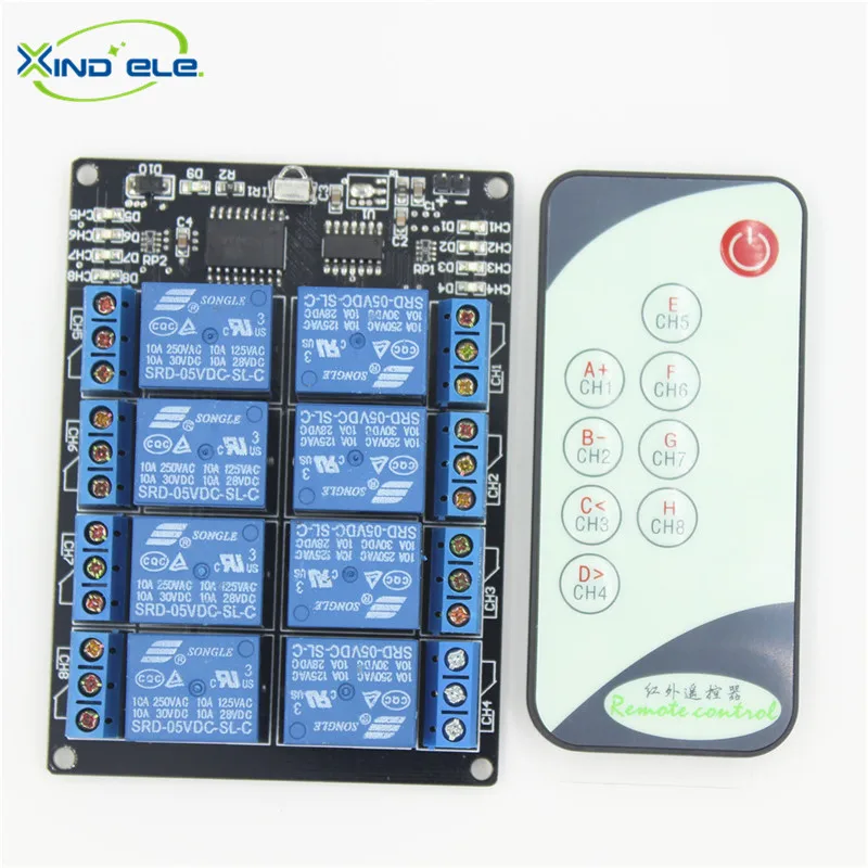 

8CH Channel 5V DC IR Remote Control Switch Receiver Wireless Remote Relay Module + 9-key Infrared Transmitter