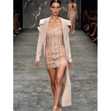 Стиль нет. J082 дизайн Длинные рукава отложным воротником Женская длинная куртка