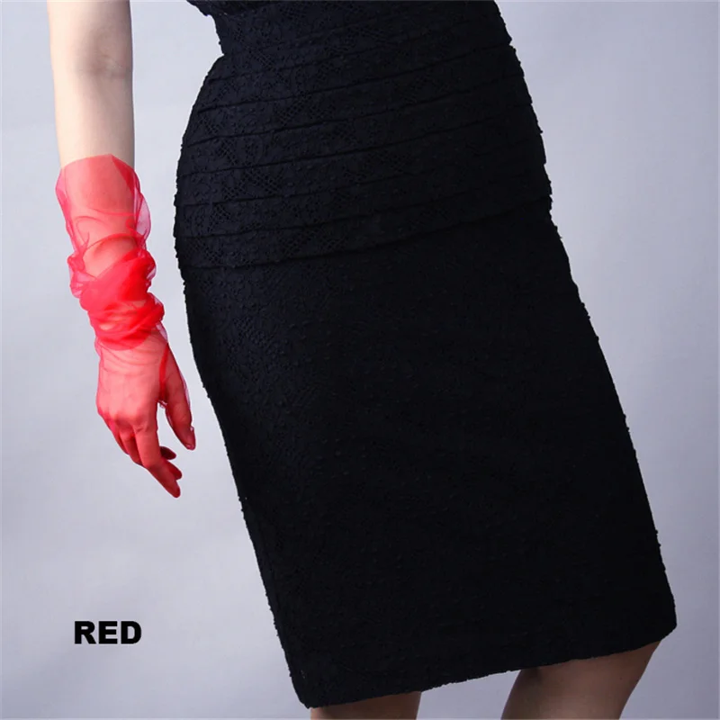 Модные женские горячие продажи красные сетчатые перчатки 70 см модные кружевные марлевые супер длинные перчатки для сенсорного экрана WS03