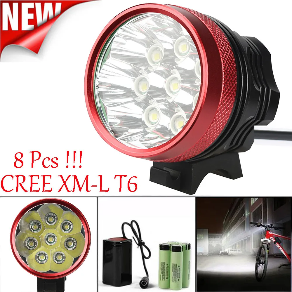 

18000LM 8 x XM-L T6 LED 6 x 18650 Bicycle Cycling Light Waterproof Lamp For Bicycle Accessaries Light Bike Lamp DZ&50