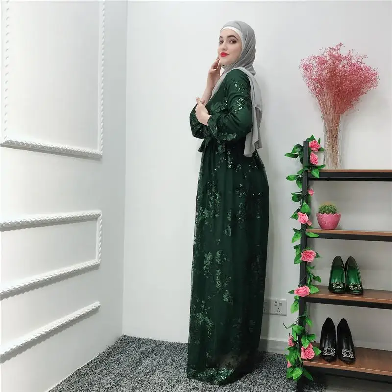 Дубай абайя для женщин блесток мусульманское платье макси Свадьба Вечеринка кафтан длинное платье Блеск Мода Рамадан длинное платье Новинка
