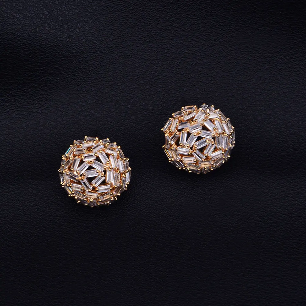 16 мм площади ясно Цирконом Для женщин серьги Мода Европейский Стиль Женские Свадебная вечеринка серьгу букле d'oreill