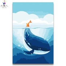 Цифровая краска по номерам красный хвост КИТ масляная краска по номерам мультфильм аниме Океанский КИТ милые водные животные Детская краска ing