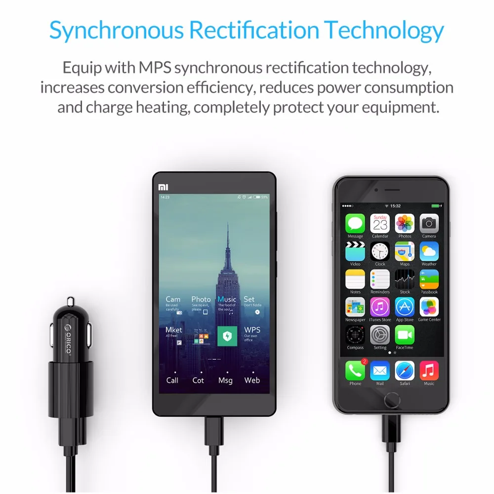 ORICO USB-C شاحن سيارة ميناء المزدوج 3.1A 15.5 W نوع-c سريعة شاحن الهاتف المحمول محول السفر ولاعة السيجار DC 12- 24 V