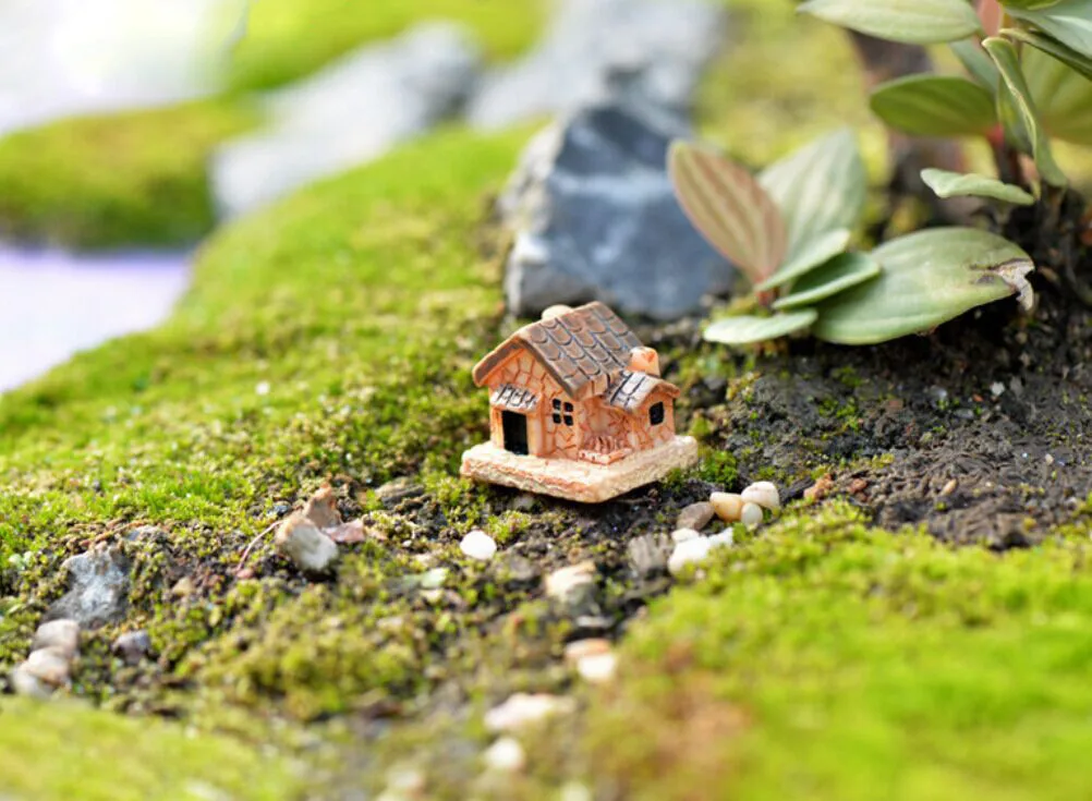 Мини кукольный домик каменный дом смолы украшения для дома и сада DIY Мини Ремесло пейзаж с коттеджем украшение пасторальный подходит