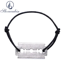 Бренд lovecabin, роскошные французские ювелирные изделия,, 925 пробы, серебристая бритва, черные веревочные браслеты, Настраиваемые для мужчин, серебряные ювелирные изделия 925