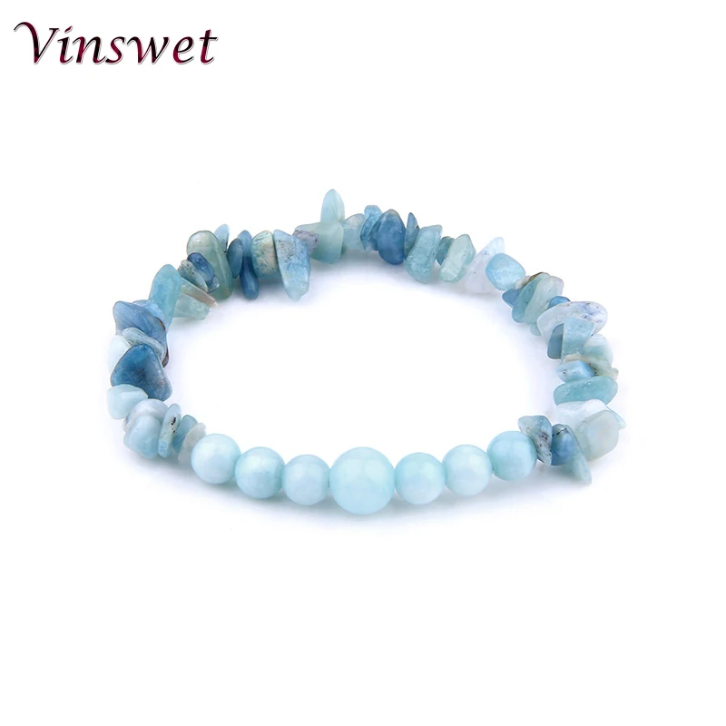 

Vinswet Stone Chips Aquamarin Bracelet Energy Healing Chakra Bracelets & Bangles Yoga Balance Beads Reiki Prayer Mala Bracelets