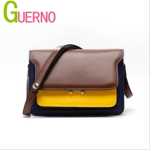 

Color matching small square bag folding organ bag tide bag single shoulder slung leather women's bag al244