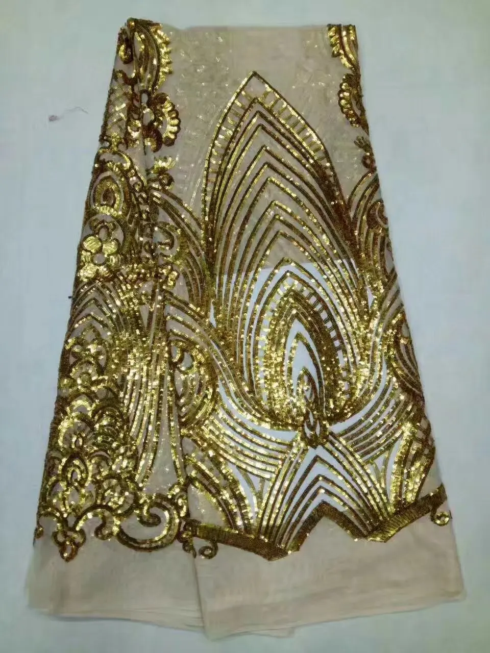 free shipping latest African Lace Fabric in sequines 5yard paillette