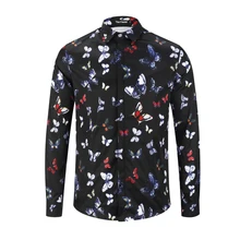 Истинный ревеллер модная одежда рубашка принт Красочные бабочки мужские рубашки с длинными рукавами хип хоп топы Вечеринка клуб мужская блузка