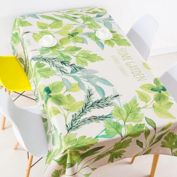 

Thicken nordic linen tablecloth table cloth garden fresh green forest leaf simple modern coffee home decoration table cover gift