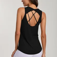 SALSPOR Женская Однотонная рубашка для йоги без рукавов, сетчатый спортивный топ для спортзала, дышащий Свободный Топ с открытой спиной для фитнеса, спорта, бега, йоги