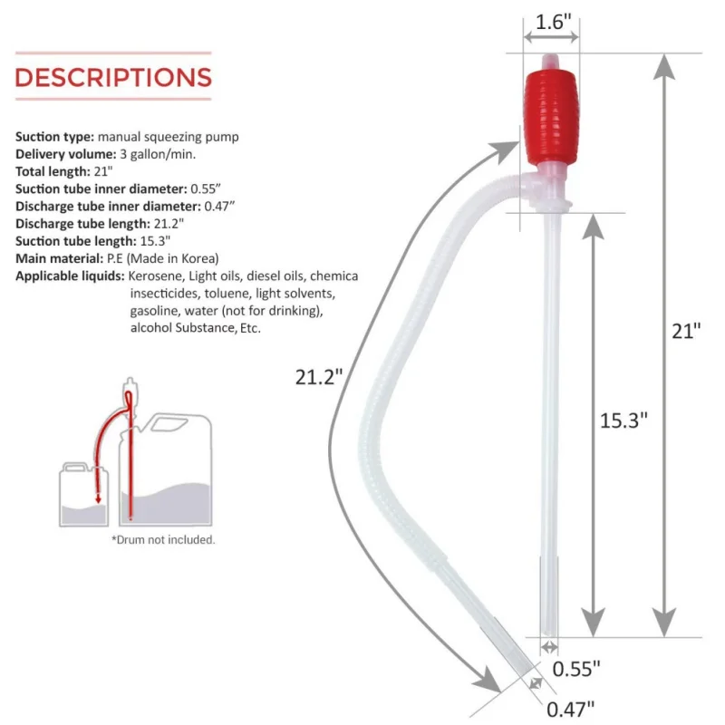 

New Universal Car Fuel Manual Siphon Pump Manual Hand Siphon Pump Oil Gasoline Petrol Fuel Liquid Transfer Pipe Refuel Hose