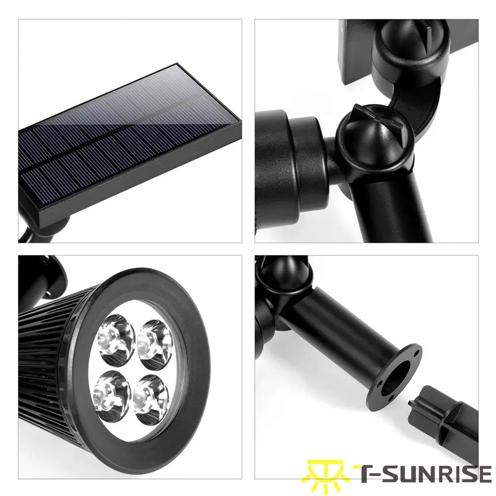 Solar ao ar Água para o Quintal Luz de Parede à Prova T-sunrise Pack Levou Holofotes Livre Led Solar Lâmpada Ip65 Ângulo Ajustável Rgb d' Jardim 4 10 Lâmpadas solares