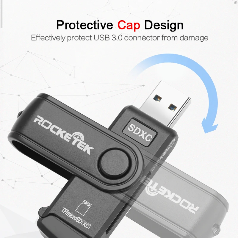 Rocketek read 2 cards Simultaneously USB 3 0 Memory Card Reader 2 Slots for SD micro 4