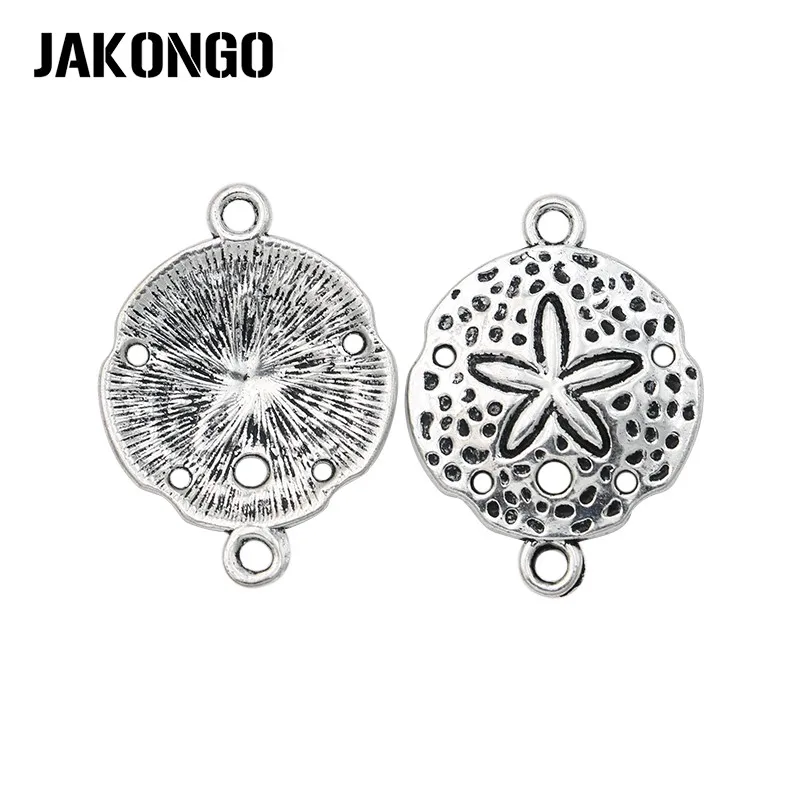 JAKONGO Antique Silver Plated Vintage Starfish Connectors for Jewelry Making Bracelet DIY Handmade Craft 29x21mm 10pcs/lot