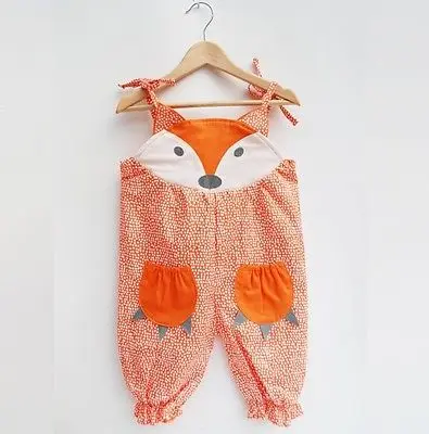 Одежда для новорожденных одежда для малышей хлопчатобумажная одежда без рукавов для девочек с рисунком лисы ползунки комбинезоны для детей от 0 до 24 месяцев - Цвет: Оранжевый