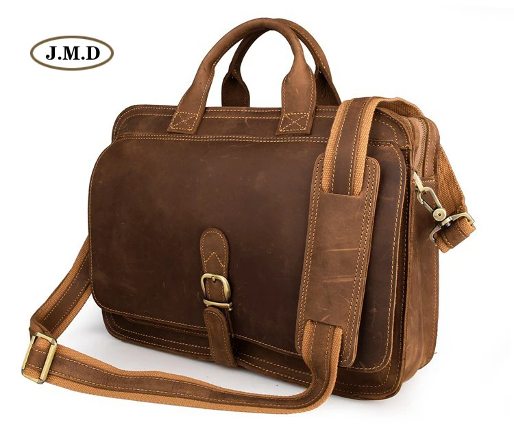 

J.M.D Genuine Leather Men's Fashion Classic Men's Business Handbags Briefcases Multi-Compartment Design Crossbody Bag 6020B