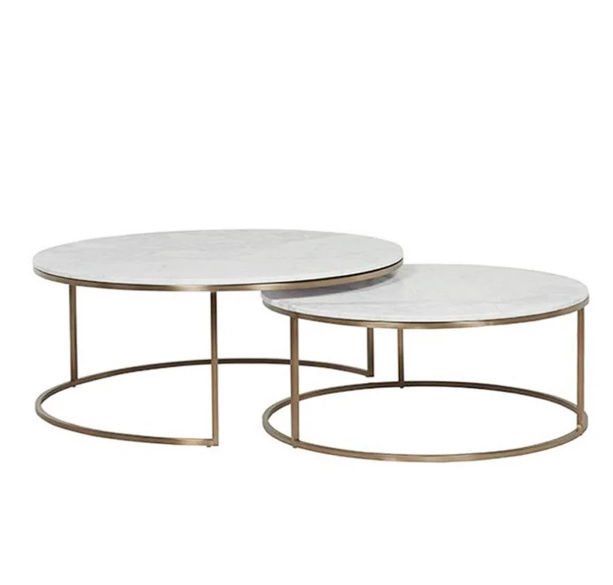 Round Marble Nest Coffee Tables 2pcs PACK of 80cm+70cm Diameter Table