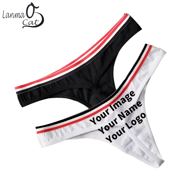 Lanmaocat Sexy G String Panty Women Custom Design Print Logo Picture G String Underwear Female Cotton DIY Pantry Free Shipping