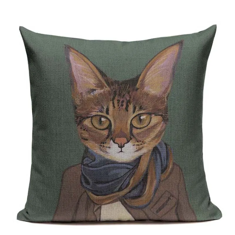 Мультяшная серия наволочка с изображением кота, Высококачественная льняная наволочка для дивана с животными, домашний декор, наволочка для подушки - Цвет: 299