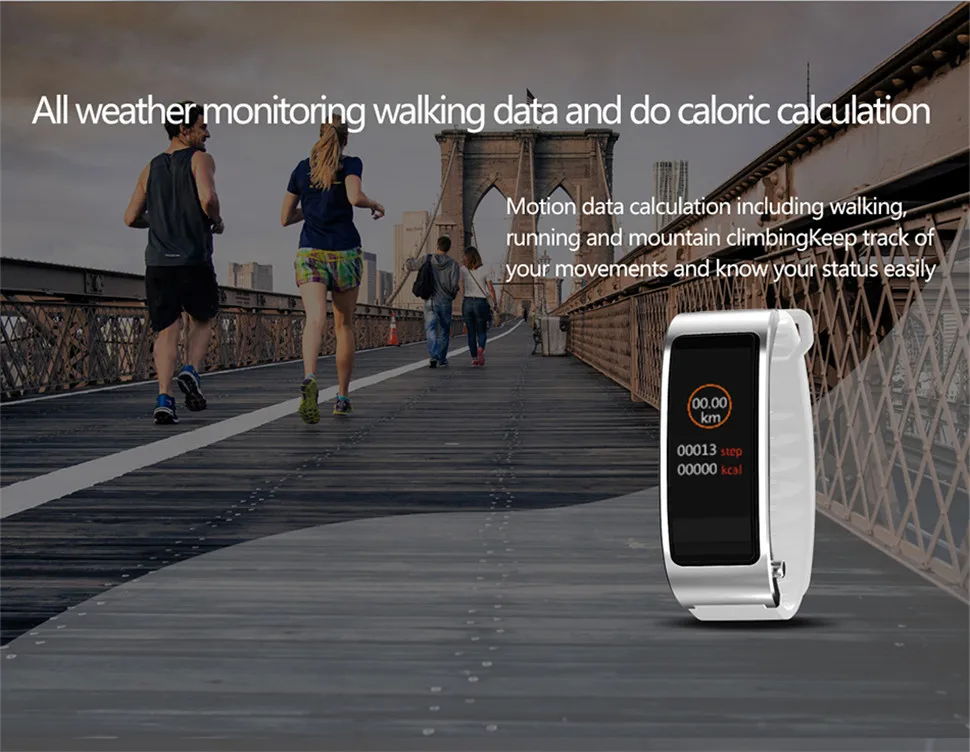 YKSO Pedometer Smart Bracelet with Bluetooth Earphone Fitness bracelet iY3 Plus Talk Band Heart Rate Monitor Smart Bracelet     (10)