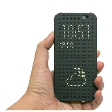 Free Screen Protector+Original Offical Design Dot Mesh View Case Call ID Flip Cover Case for HTC One M8 With Retail Package