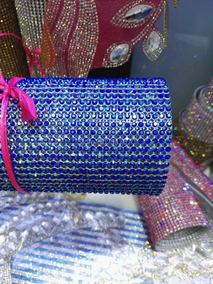 Crystal Rhinestone Roll 45X120CM per sheet Rhinestone Roll, Blue AB Rhinestone Jewelry banding