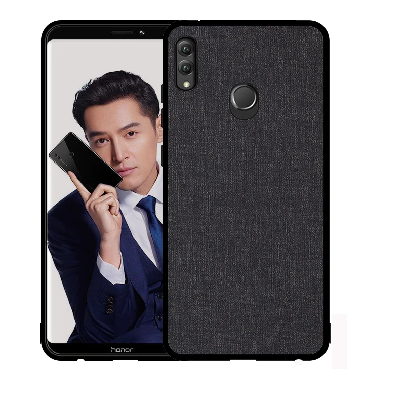 

For Huawei Honor 8X Case Luxury Fabric Hard PC Clothe Leather Back Cover Soft TPU Frame For Honor8X 8 X 8X Max Case Fundas Capas