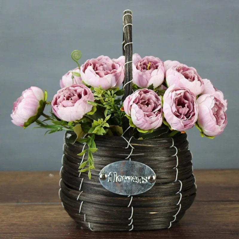 

Purple pink big peony artificial flowers elegant beautiful silk fake flowers blossom peonies wedding home party decoration leaf